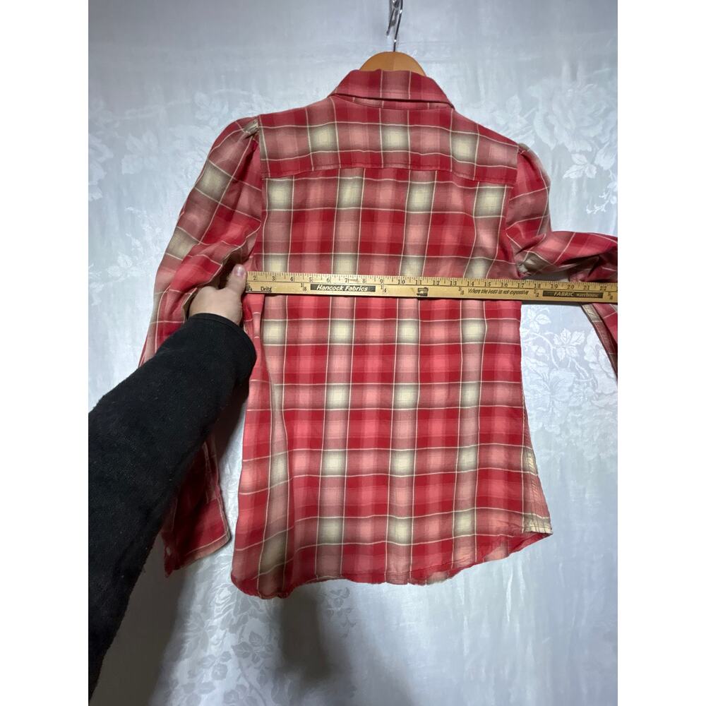 Ralph Lauren LRL Button Up 4 PETITE Pink Plaid Puff Sleeve Black Label - Picture 10 of 11